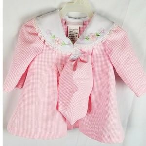 Pink Checked Rounded Puritan Collar Coat